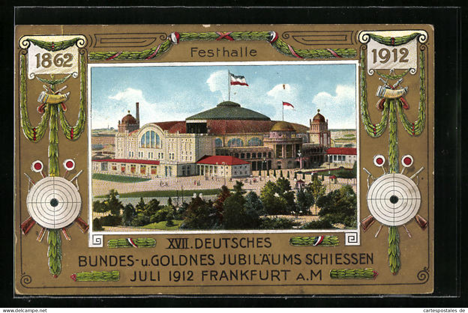 AK Frankfurt /Main, XVII: Deutsches Bundes- U. Goldnes Jubiläums Schiessen Juli 1912, Festhalle  - Jagd