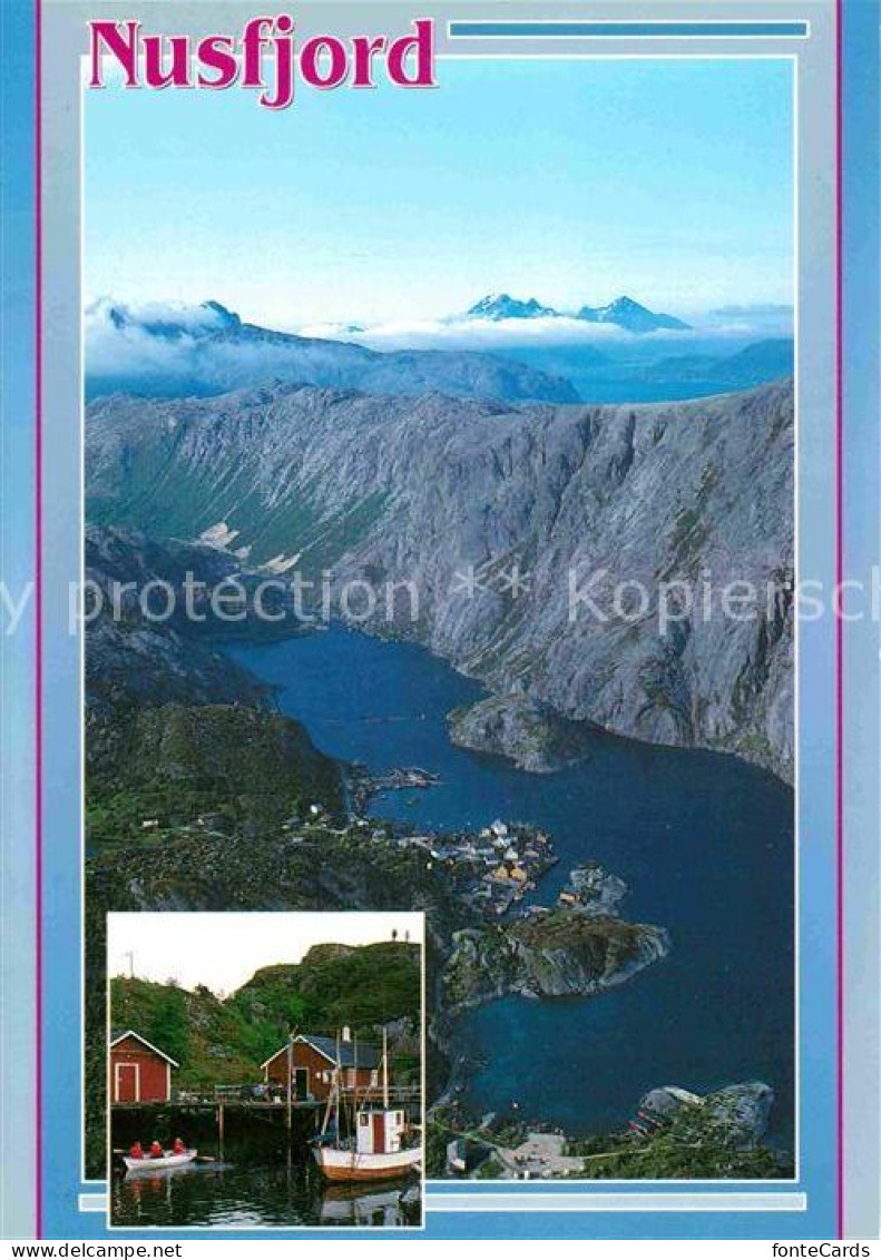 72765343 Nusfjord Hafen Gebirge Fliegeraufnahme Nusfjord Lofoten Insel - Norvège