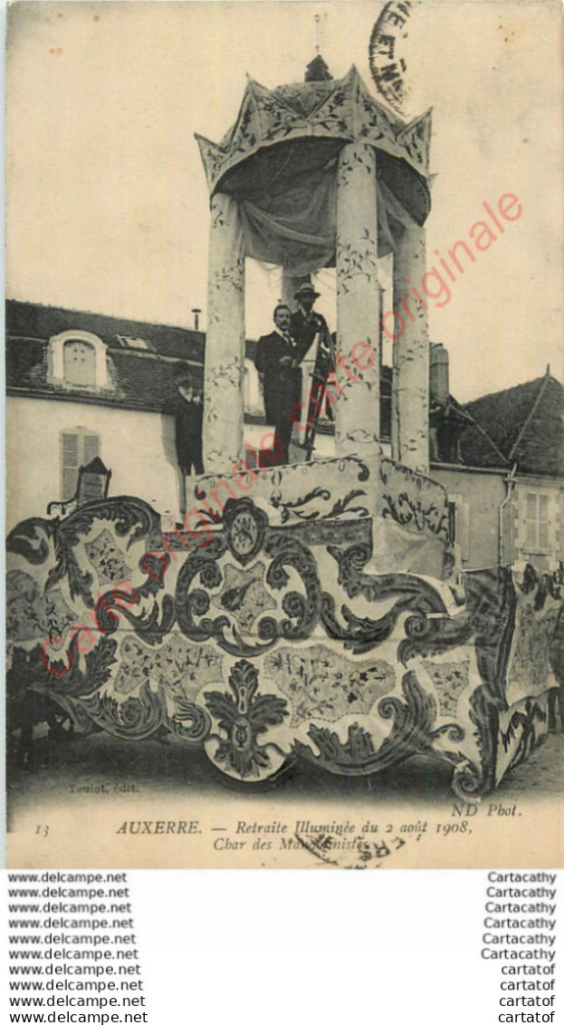 89.  AUXERRE . Retraite Illuminée Du 2 Aout 1908 .   Char Des Mandolinistes . - Auxerre