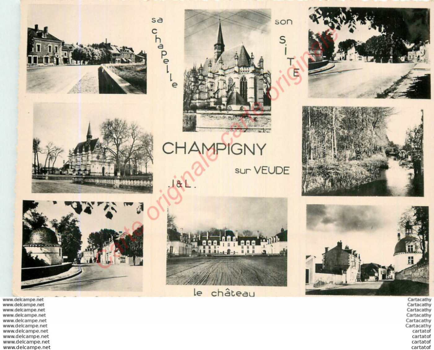 37.  CHAMPIGNY Sur VEUDE .  CP Multivues . - Champigny-sur-Veude