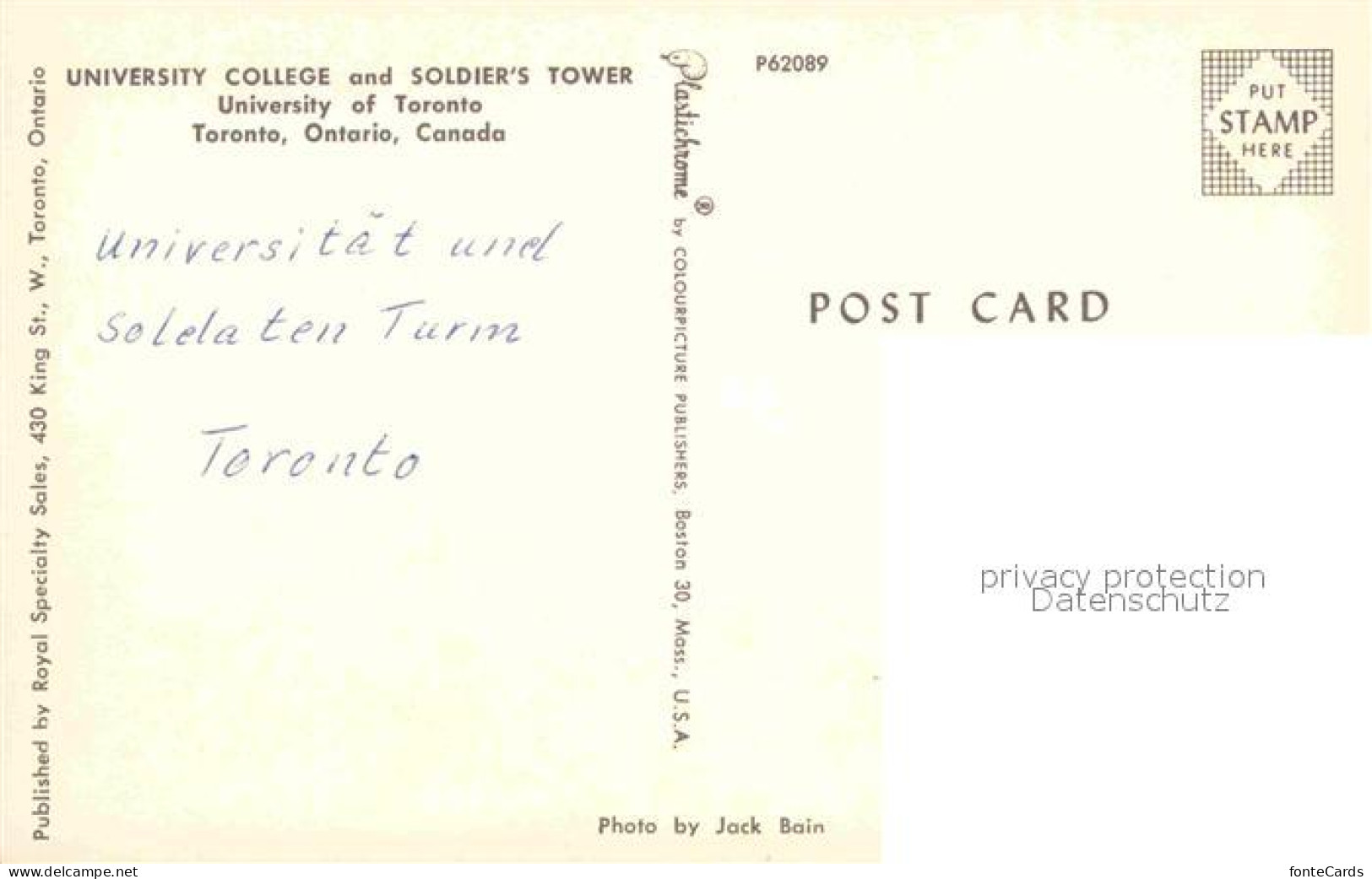 72759517 Toronto Canada University College And Soldiers Tower Ontario - Unclassified