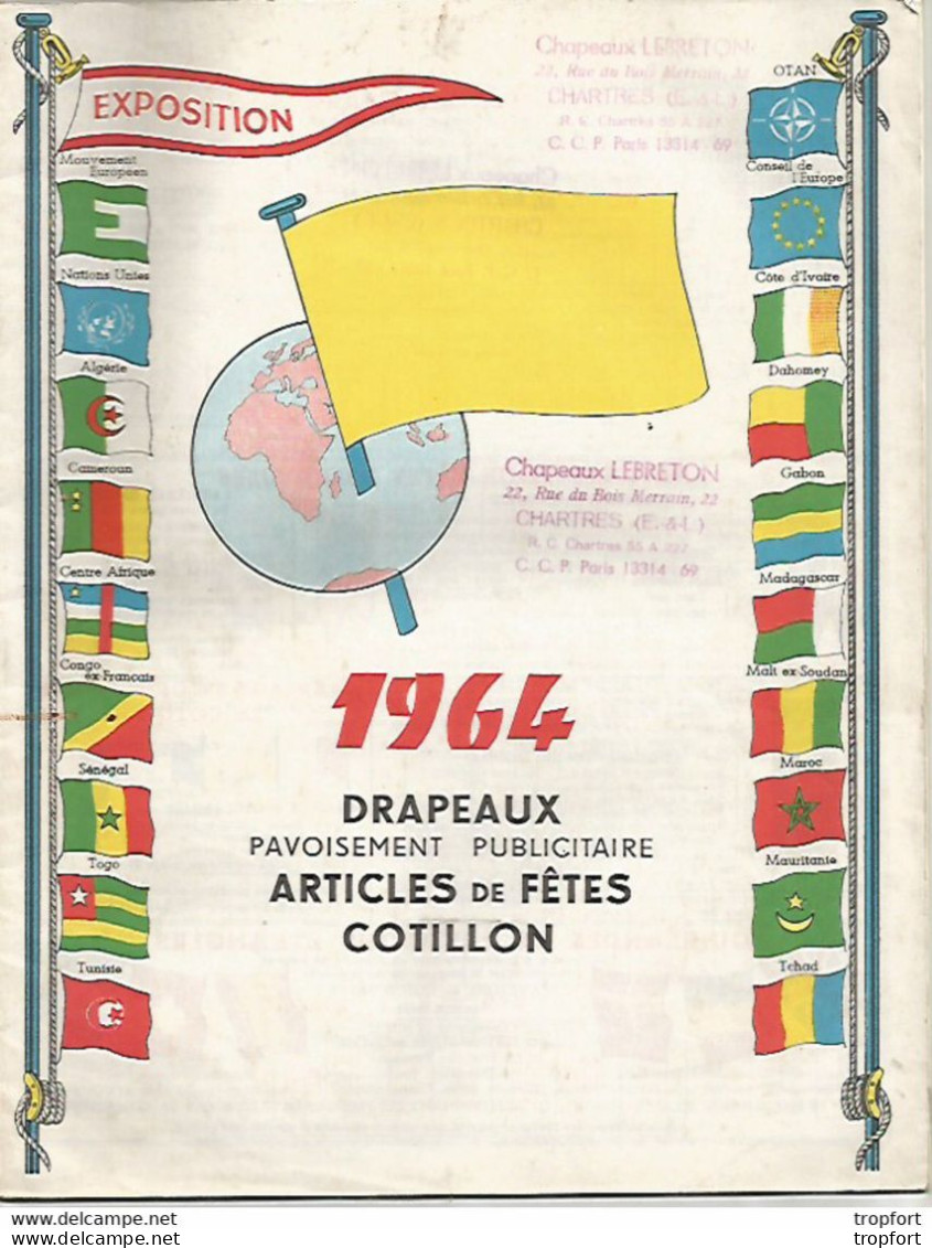 AO / Livret 1964 DRAPEAUX COTILLONS Chapeaux DRAPEAUX MASQUE Insigne Décoration Guirlande Ornement Médaille - Werbung