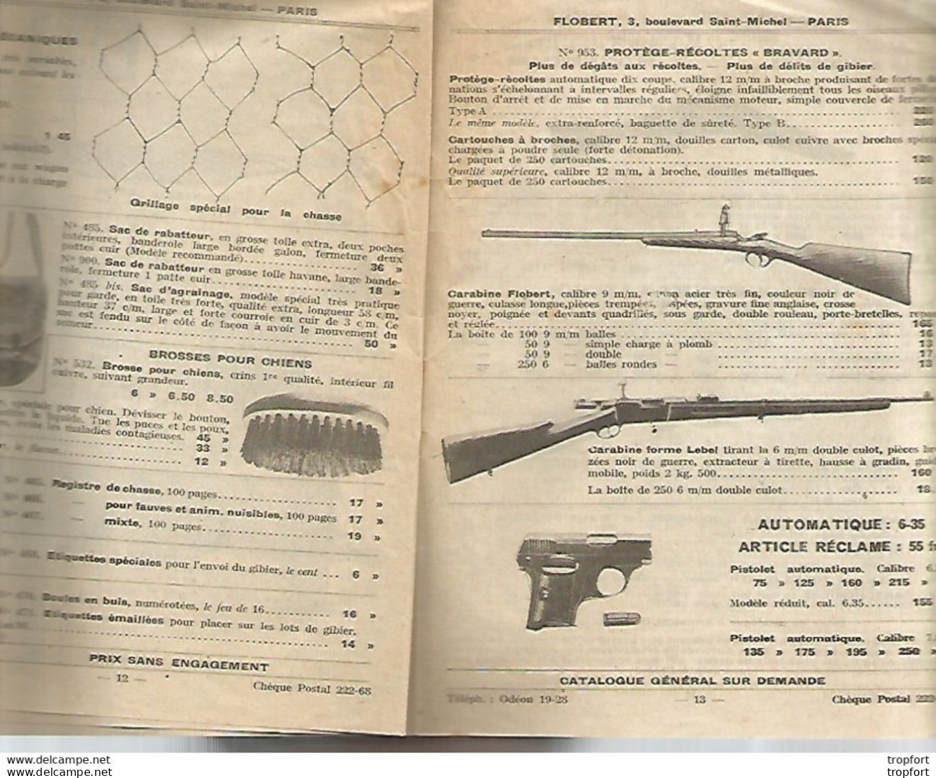 AO / LIVRET ANCIEN Publicitaire 1934 PIEGES FLOBERT Fusil Chasse Piege ARME - Werbung