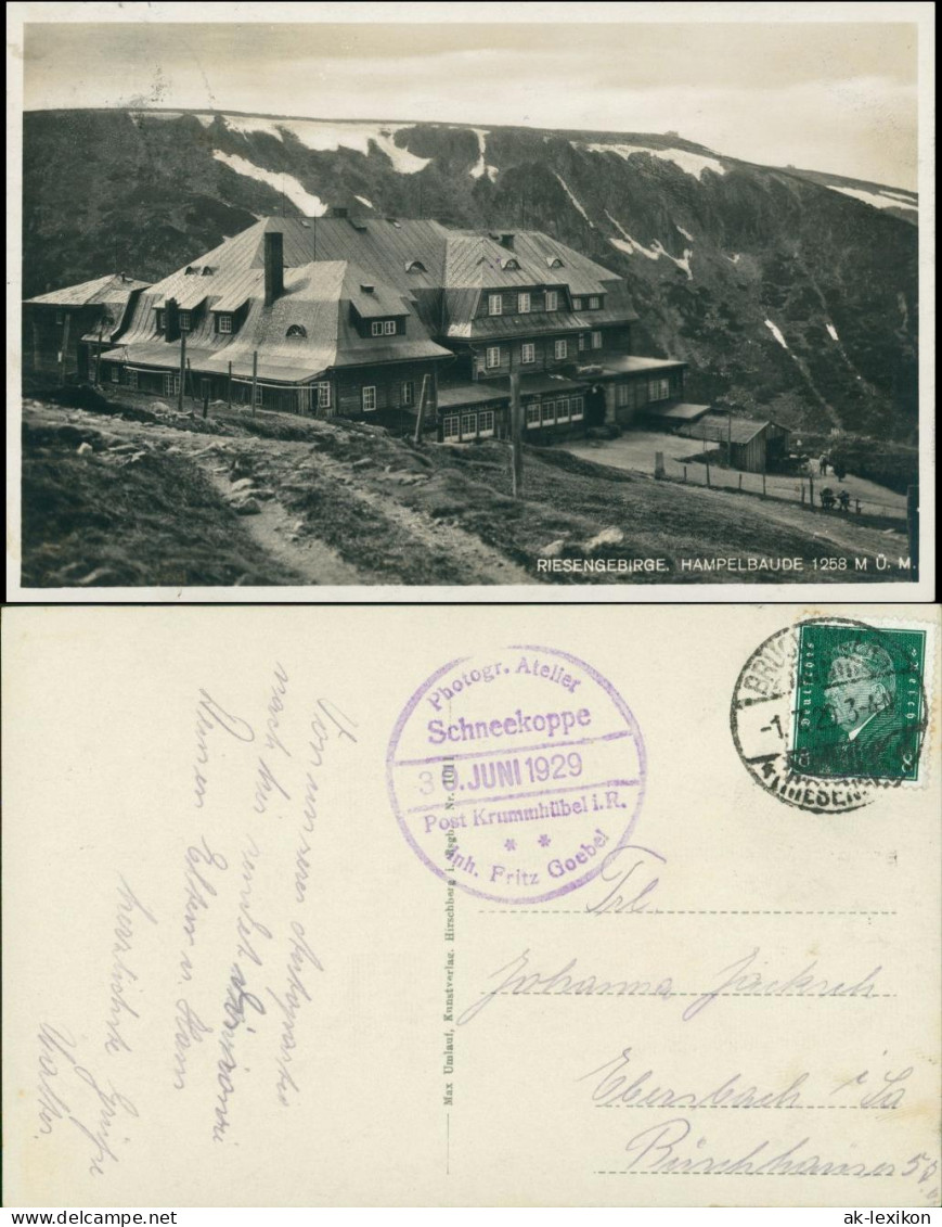 Brückenberg-Krummhübel Karpacz Górny Karpacz Hampelbaude / Schronisko 1929 - Schlesien