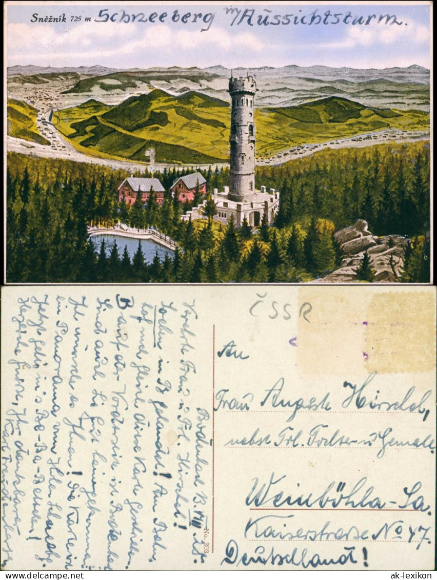 Postcard Tetschen-Bodenbach Decín Hoher Schneeberg - Künstler AK 1926 - Tchéquie