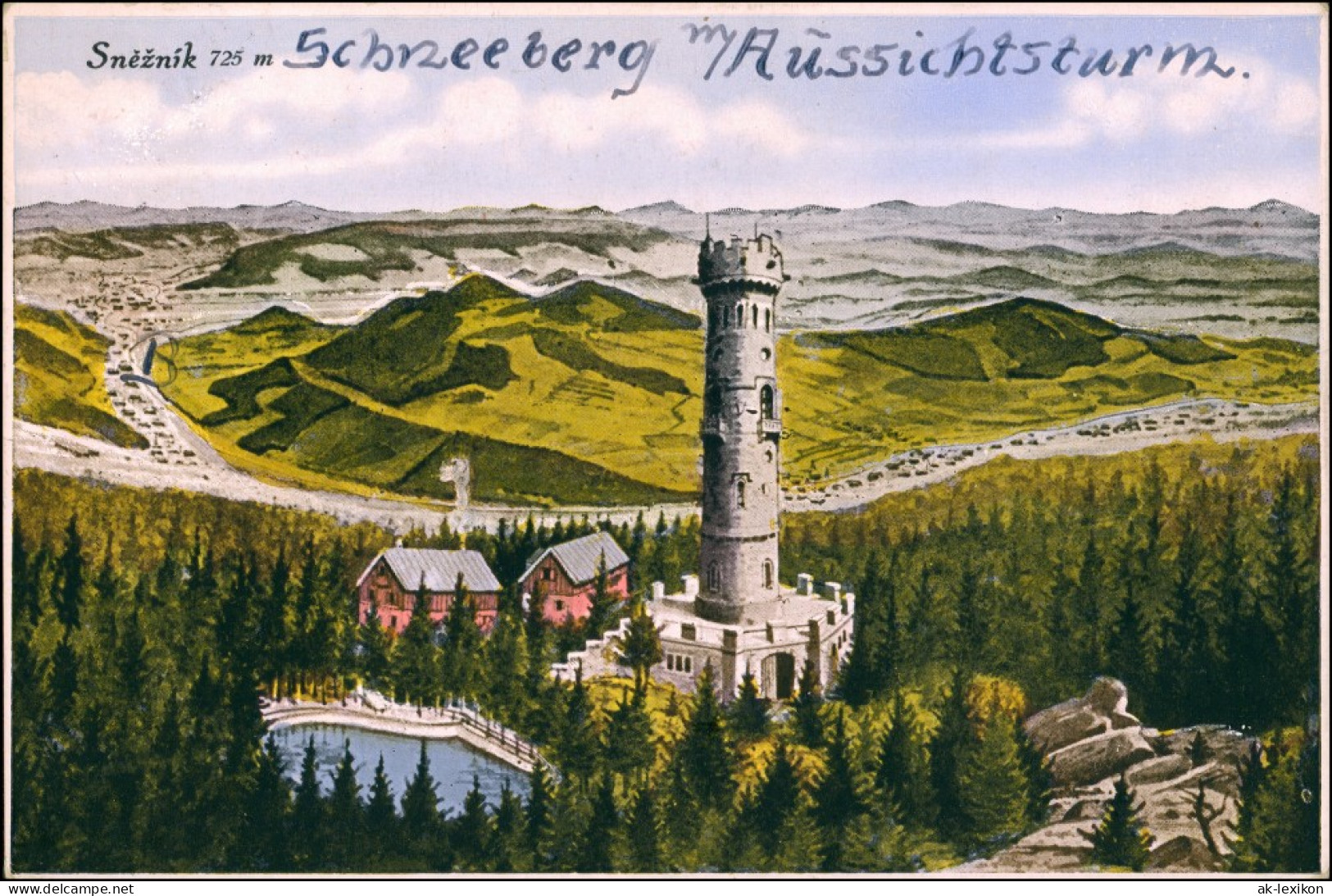 Postcard Tetschen-Bodenbach Decín Hoher Schneeberg - Künstler AK 1926 - Tschechische Republik