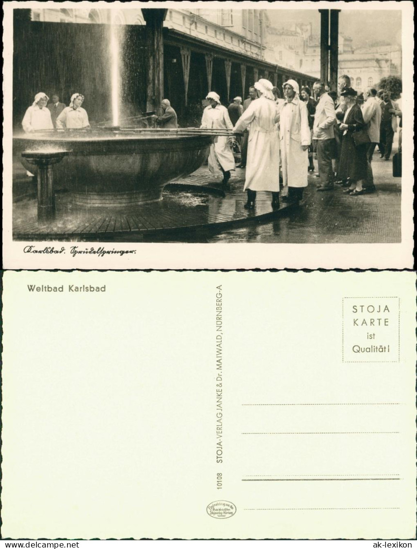 Postcard Karlsbad Karlovy Vary Sprudelspringer - Frauen 1934 - Tschechische Republik