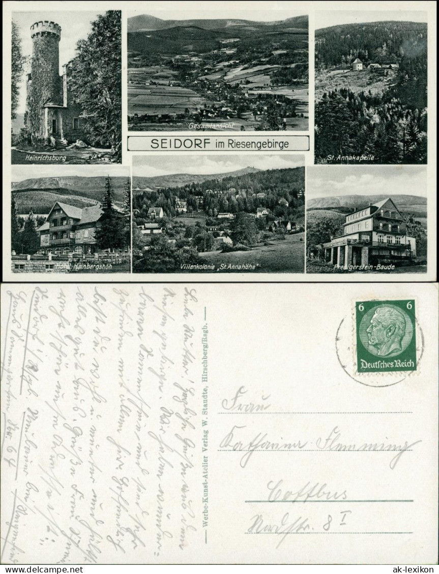 Postcard Seidorf Sosnówka Stadt, Umland, Bauden 1938 - Schlesien