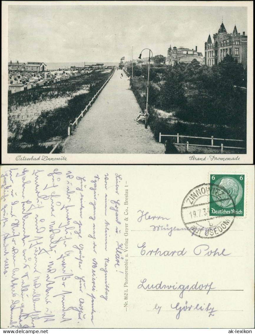 Ansichtskarte Zinnowitz Strandpromenade 1935 - Zinnowitz