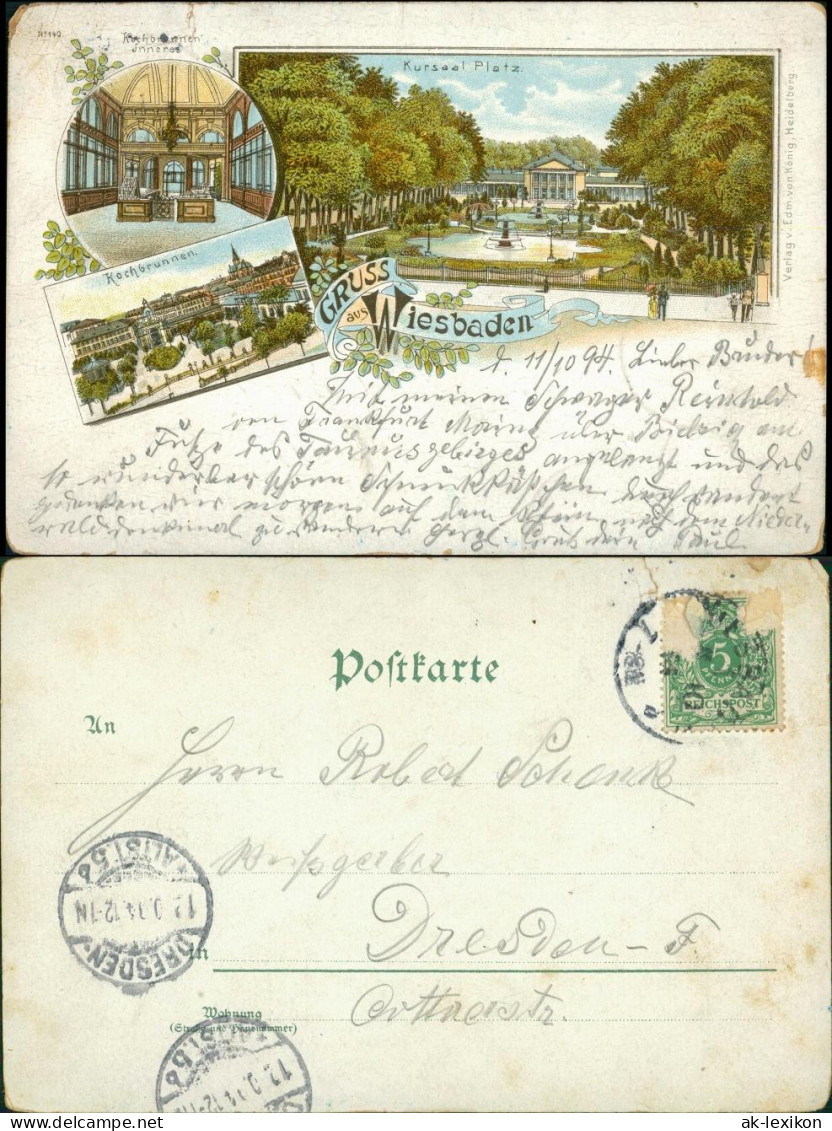 Ansichtskarte Wiesbaden Litho AK: Kuranlagen, Kochbrunnen 1904 - Wiesbaden