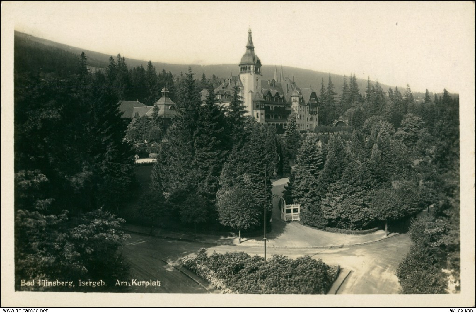 Postcard Bad Flinsberg Świeradów-Zdrój Park Am Kurhaus 1930 - Schlesien