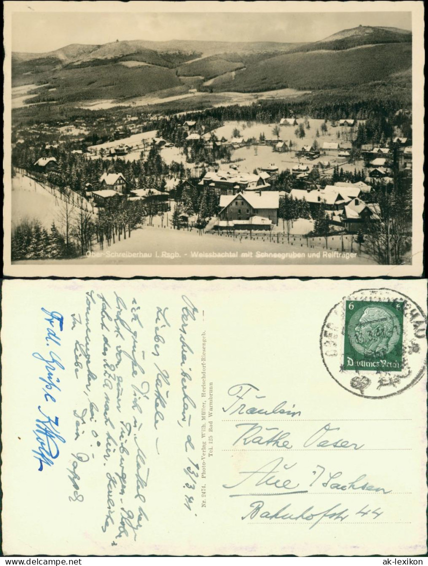 Postcard Schreiberhau Szklarska Poręba Stadt Im Winter 1934 - Schlesien