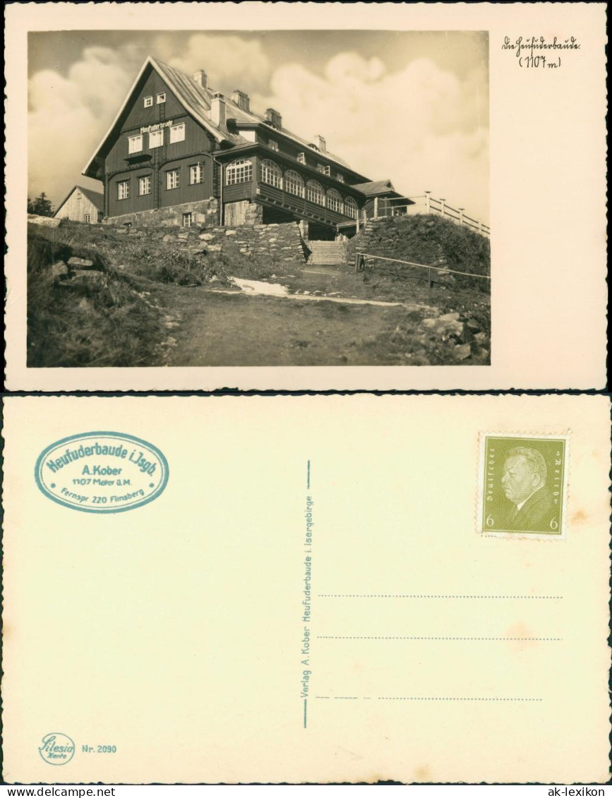 Bad Flinsberg Świeradów-Zdrój  Stempel Heufuderbaude (Isergebirge) 1935 - Schlesien