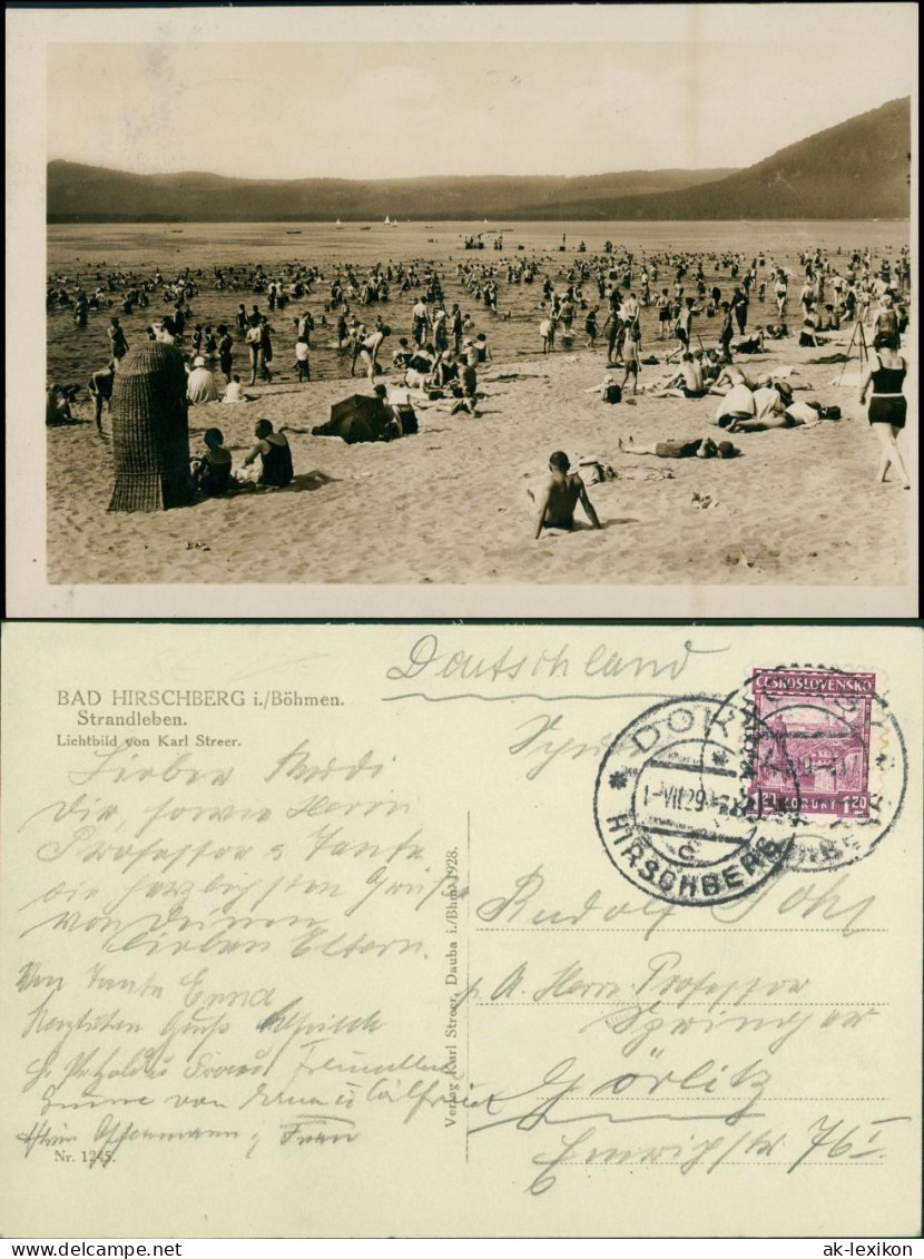 Postcard Hirschberg Am See Doksy Strandleben, Strandkorb 1928 - Tschechische Republik