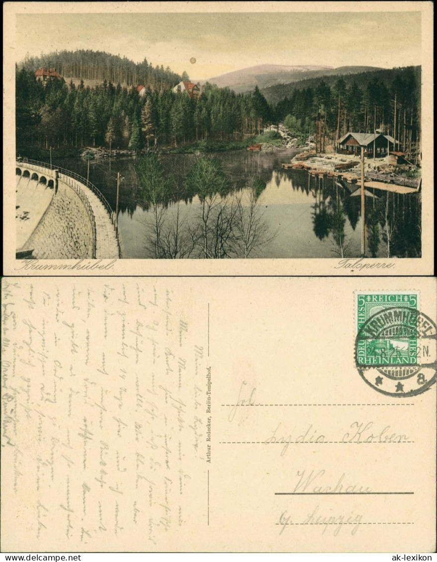 Postcard Krummhübel Karpacz Talsperre - Restauration 1925 - Schlesien