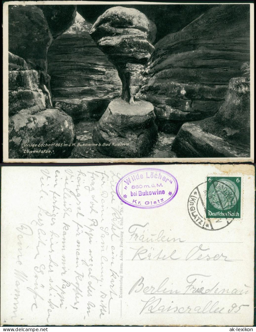 Postcard Bad Kudowa Kudowa-Zdrój Wilde Löcher Bukowine 1937 - Schlesien