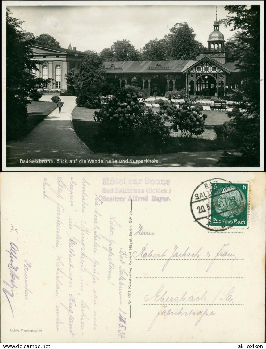 Postcard Bad Salzbrunn Szczawno-Zdrój Kurhotel Und Park G1934 - Schlesien