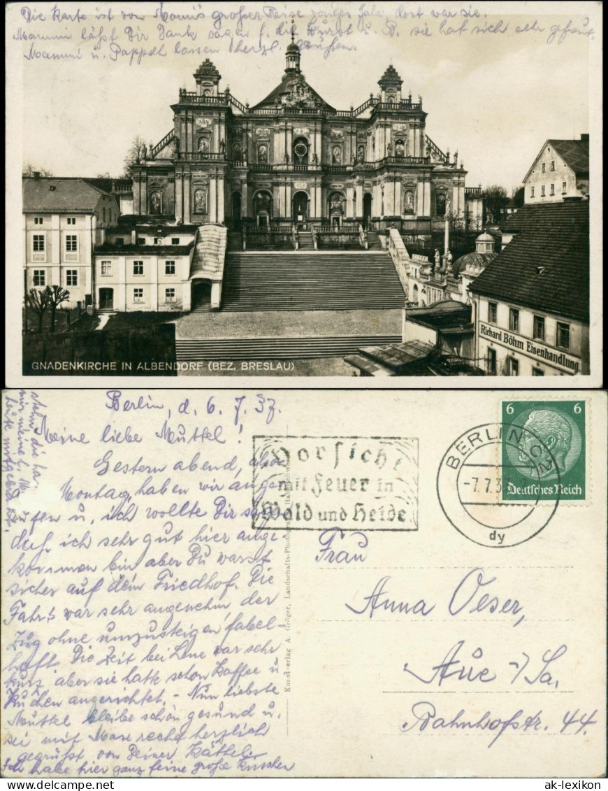 Postcard Albendorf Wambierzyce Gnadenkirche, Eisenhandlung 1937 - Schlesien