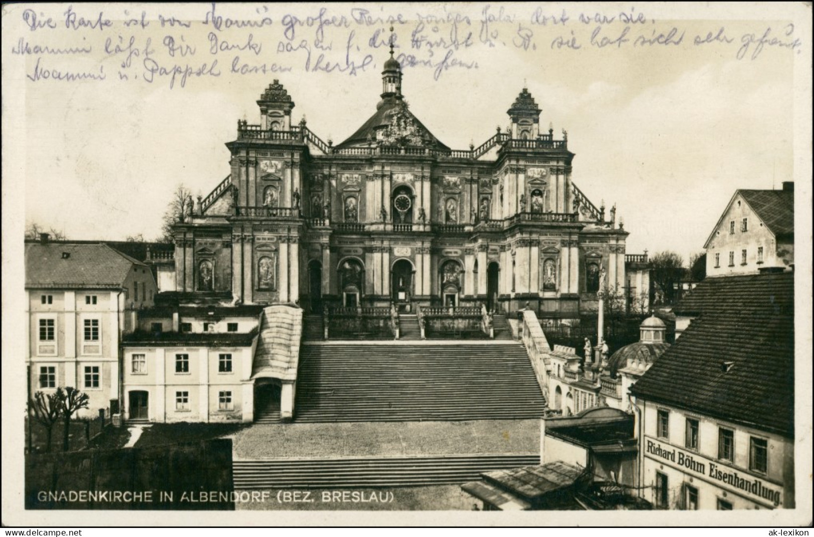 Postcard Albendorf Wambierzyce Gnadenkirche, Eisenhandlung 1937 - Schlesien