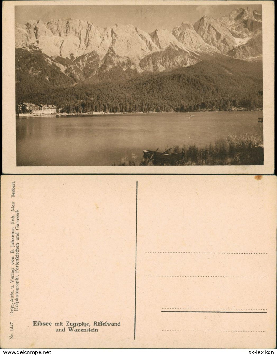 Garmisch-Partenkirchen Eibsee Mit Zugspitze, Riffelwan Waxenstein (Berge) 1920 - Garmisch-Partenkirchen