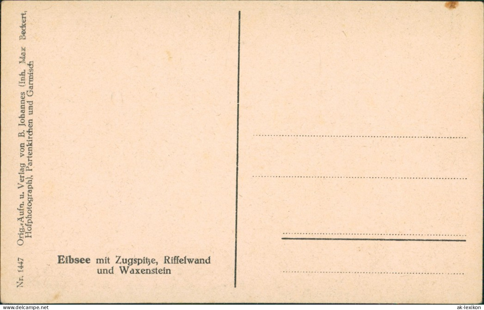 Garmisch-Partenkirchen Eibsee Mit Zugspitze, Riffelwan Waxenstein (Berge) 1920 - Garmisch-Partenkirchen