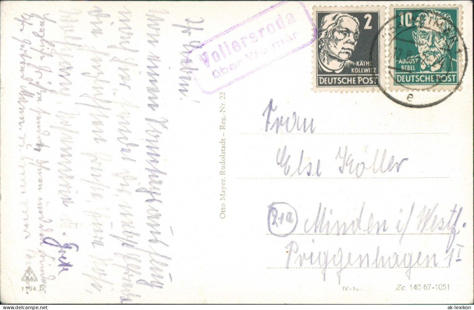 Weimar Umland-Ansicht Buchfart Bei Weimar, Landpoststempel Vollersroda 1952 - Weimar