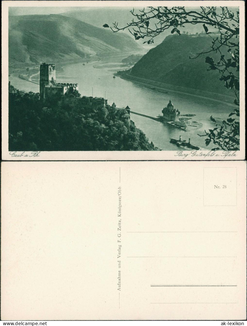 Kaub Panorama-Ansicht, Rhein Schiff Passiert Burg Und Pfalz 1910 - Kaub