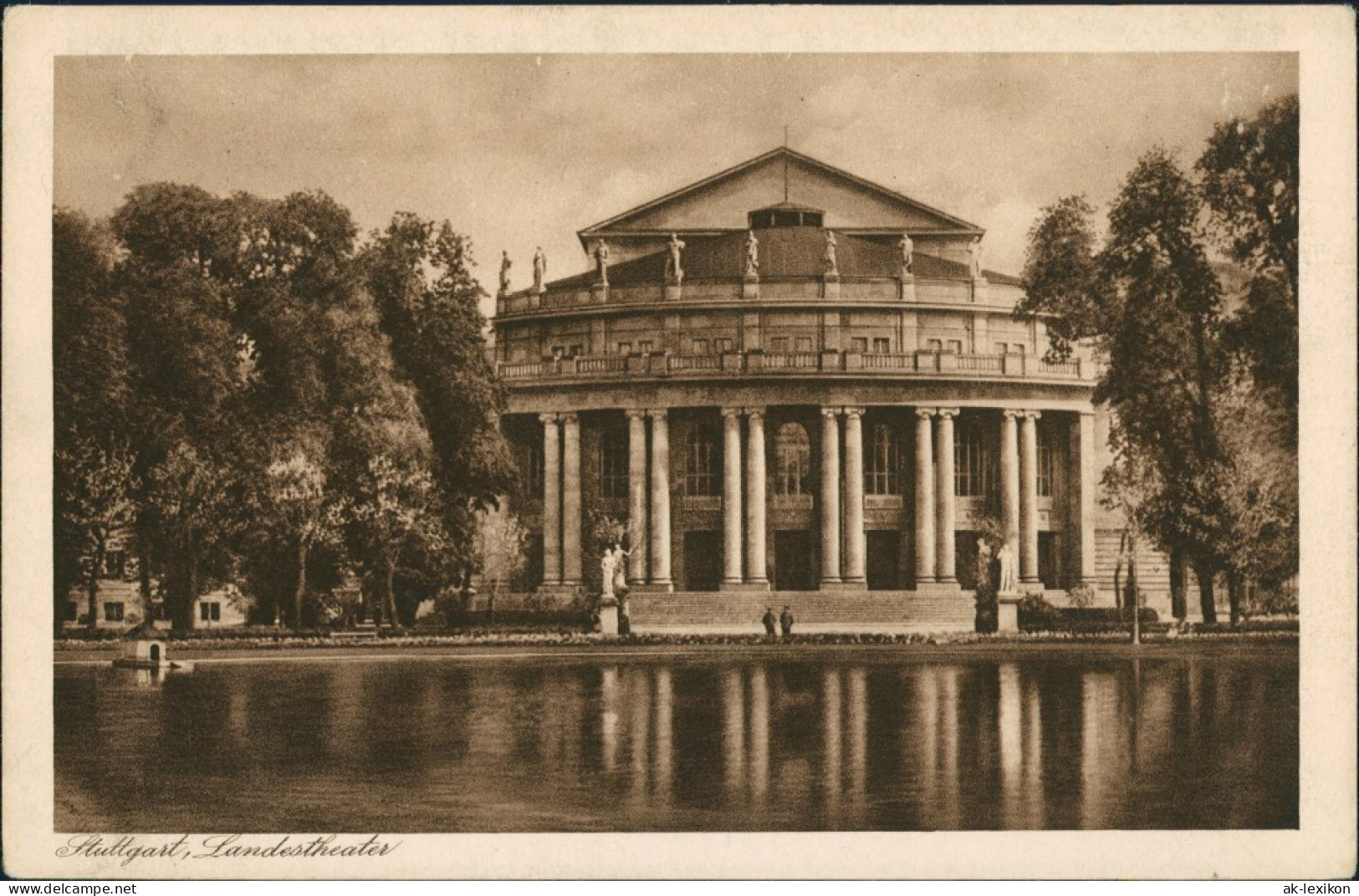 Stuttgart Theater, Landestheater, Park-Anlage, AK Ungelaufen 1920 - Stuttgart