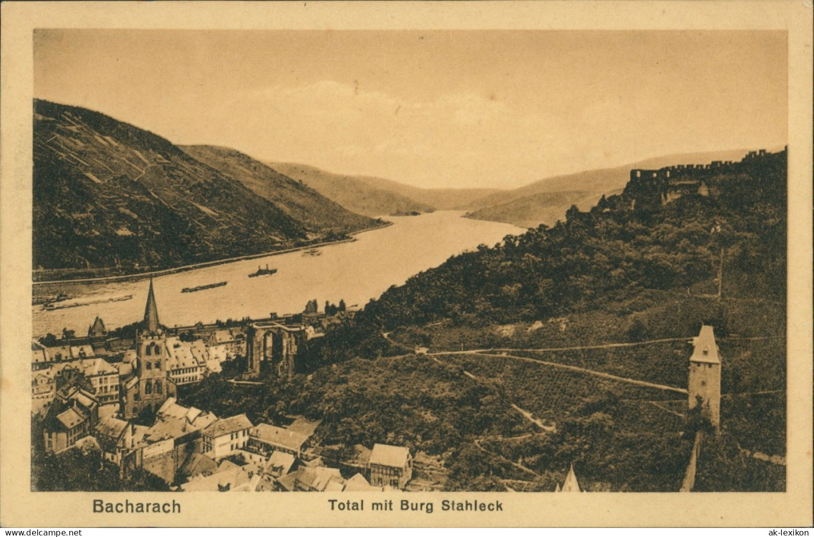 Bacharach Panorama-Ansicht, Totale Mit Burg Stahleck Am Rhein 1910 - Bacharach