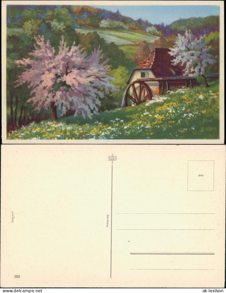 Ansichtskarte  EAS-Künstlerkarte, Mühle Mit Blühender Landschaft 1920 - Pintura & Cuadros