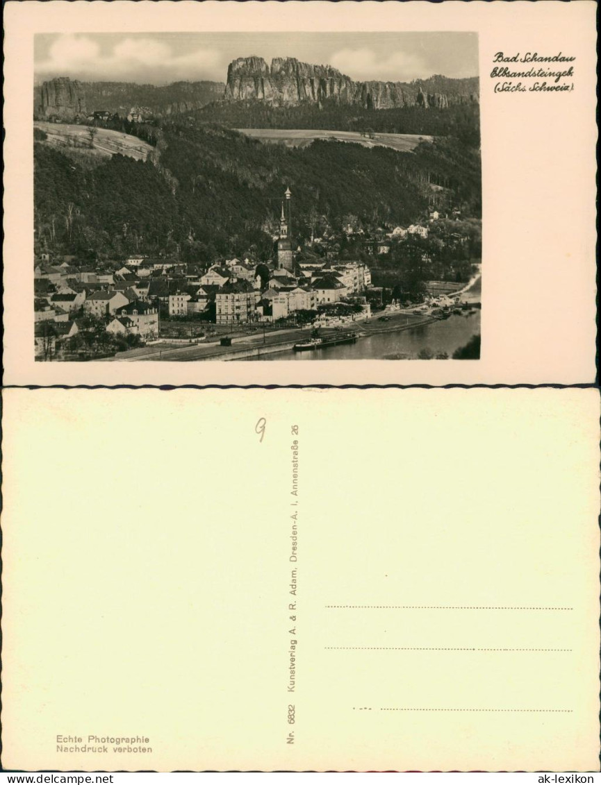 Ansichtskarte Bad Schandau Umland-Ansicht Elbsandsteingebirge, Elbe 1930 - Bad Schandau