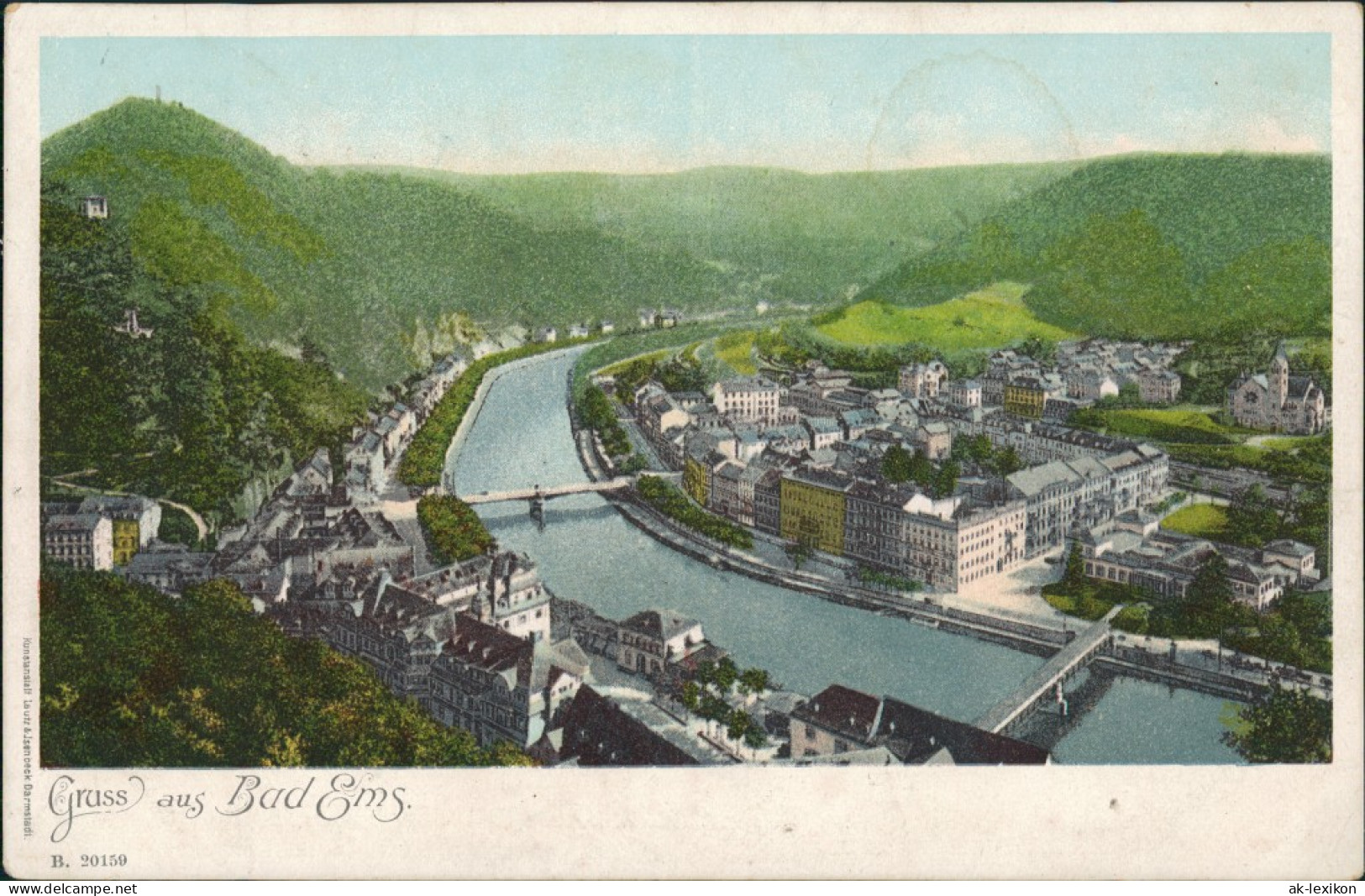 Ansichtskarte Bad Ems Panorama-Ansicht, Stadtteilansicht 1900 - Bad Ems