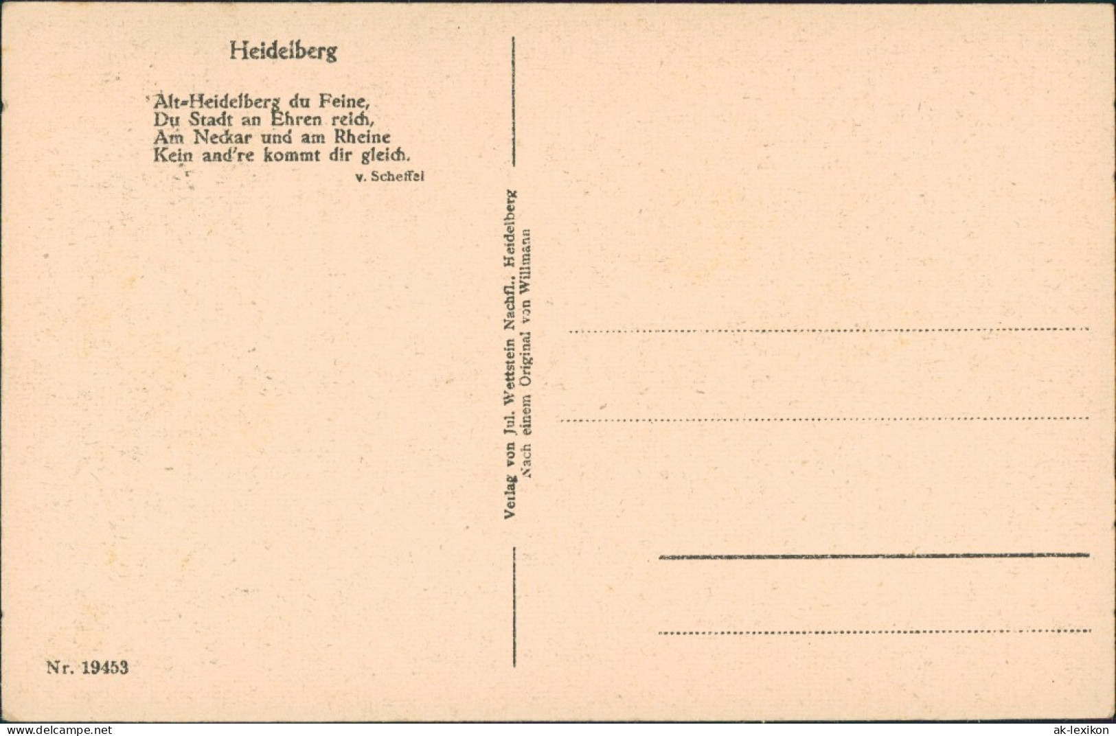 Heidelberg Heidelberger Schloss Nach Einem Original Von Willmann 1920 - Heidelberg