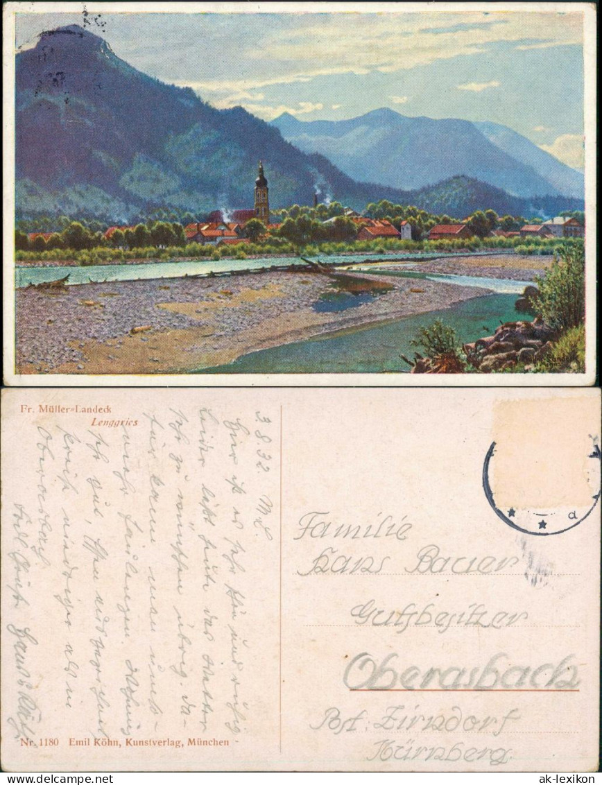 Lenggries Deutschland - Bayern - Lenggries, Panorama, Farbig 1932 - Lenggries