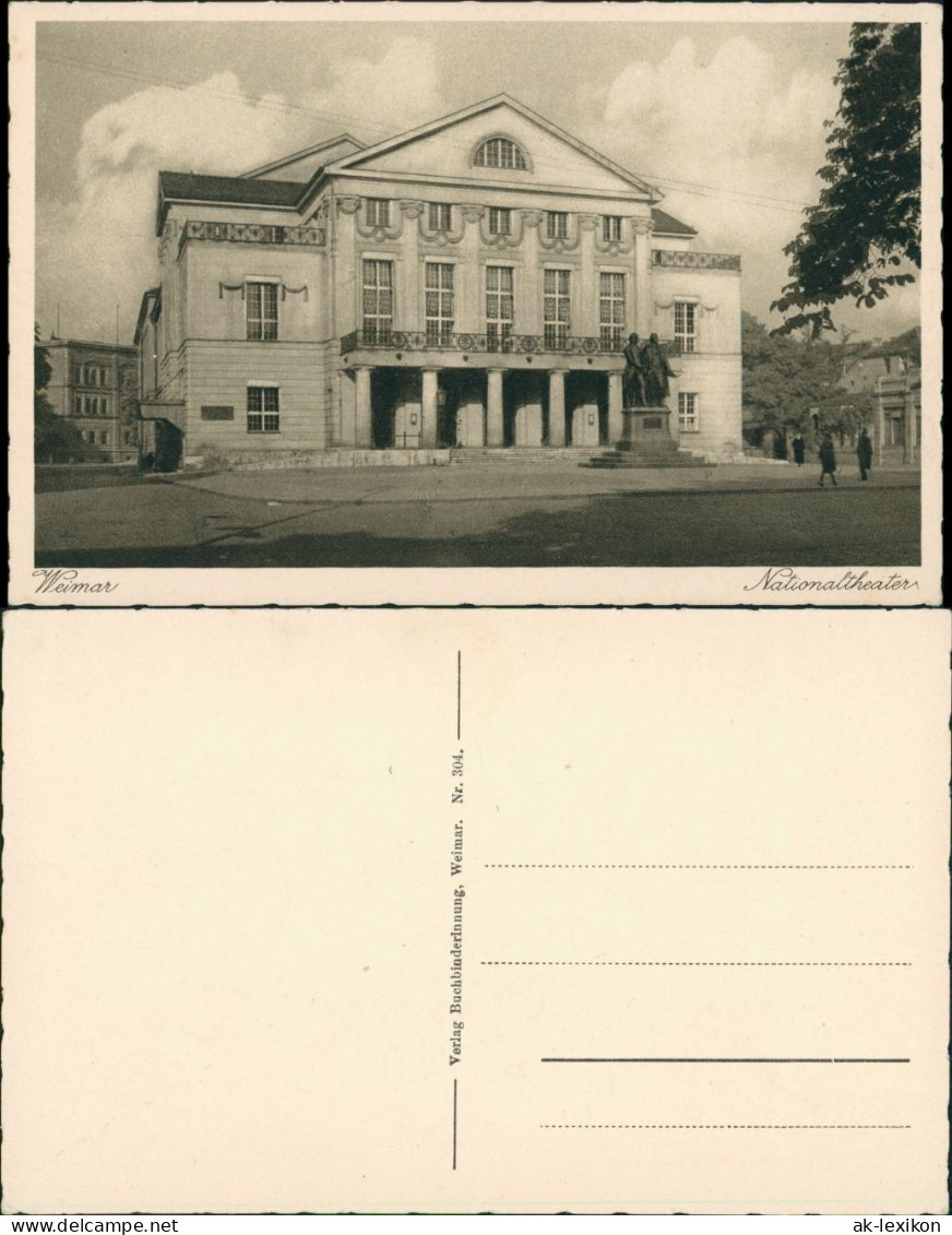 Weimar Deutsches Nationaltheater, Theater, Goethe & Schiller Denkmal 1930 - Weimar