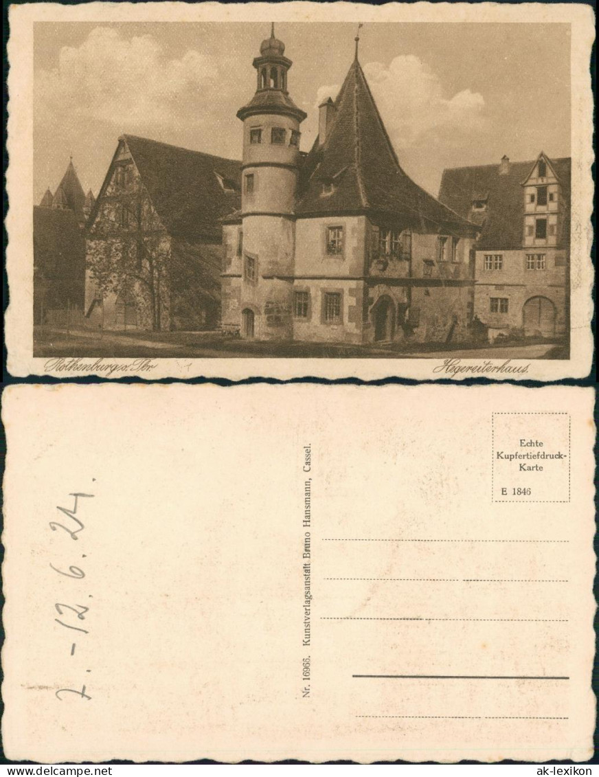 Rothenburg Ob Der Tauber Hegereiter-Haus, Gebäude Gesamtansicht 1924 - Rothenburg O. D. Tauber