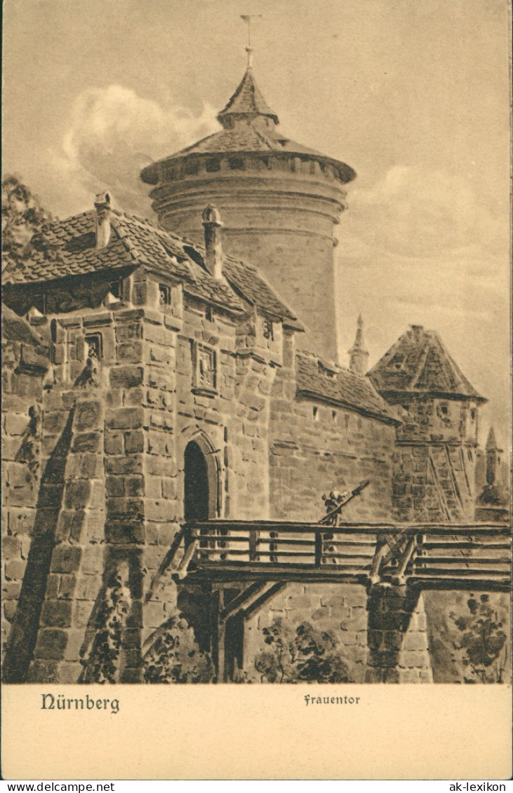 Ansichtskarte Nürnberg Frauentor, Burgbrücke, Eingangsbereich 1910 - Nürnberg