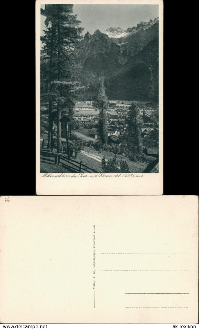 Ansichtskarte Mittenwald Karwendelgebirge, Karwendel Berge, Teilansicht 1926 - Mittenwald