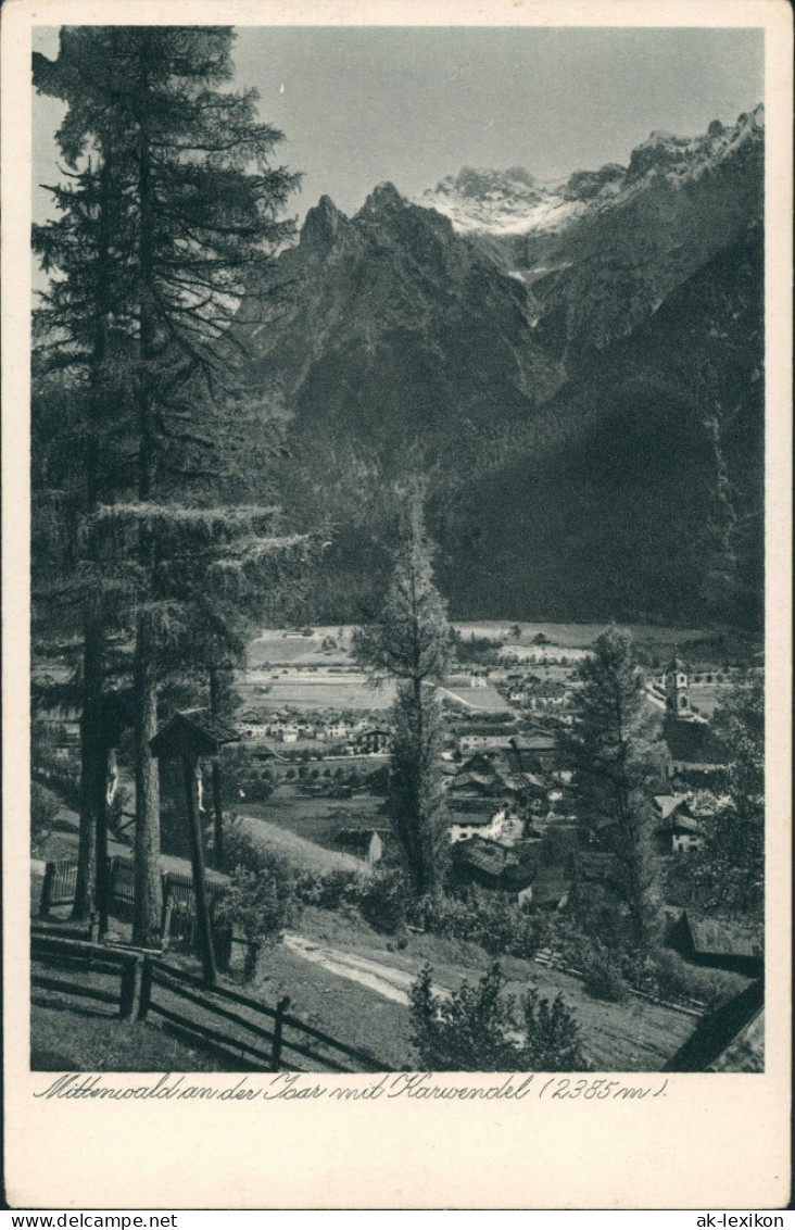 Ansichtskarte Mittenwald Karwendelgebirge, Karwendel Berge, Teilansicht 1926 - Mittenwald