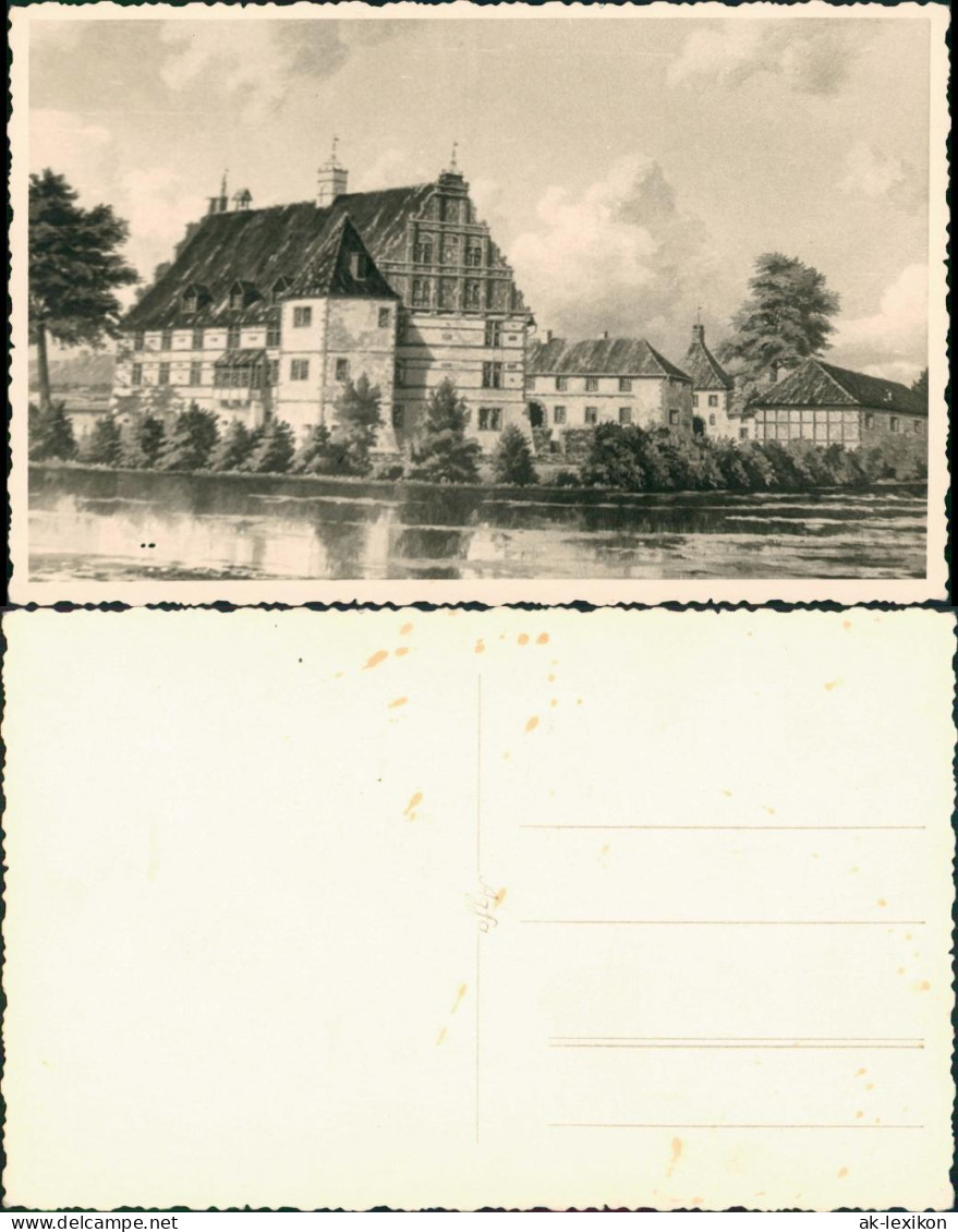 Künstlerkarte, Häuser-Gruppe, Künstler & Ort Unbekannt 1935 Privatfoto - 1900-1949