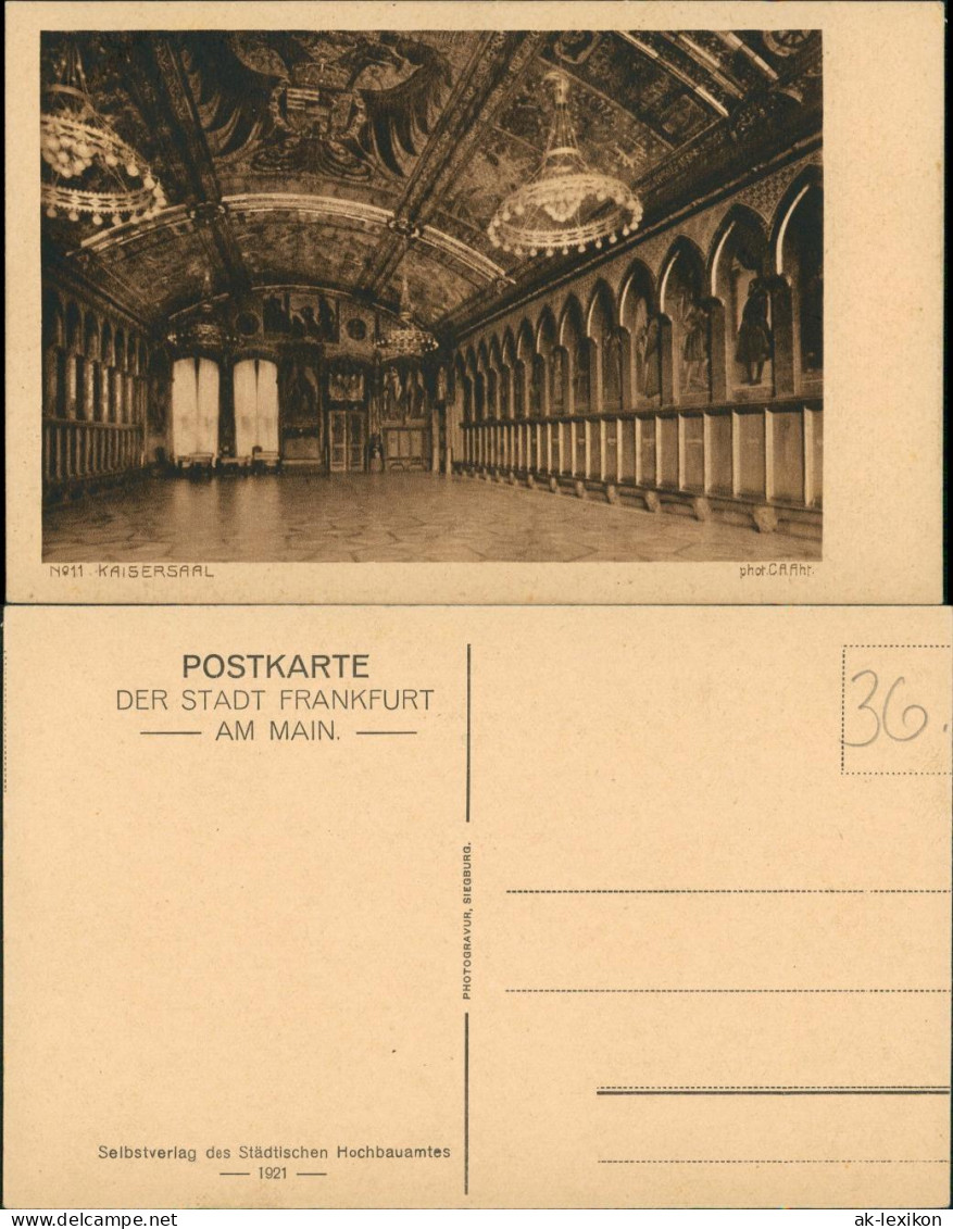 Ansichtskarte Frankfurt Am Main Kaisersaal Im Römer 1921 - Frankfurt A. Main