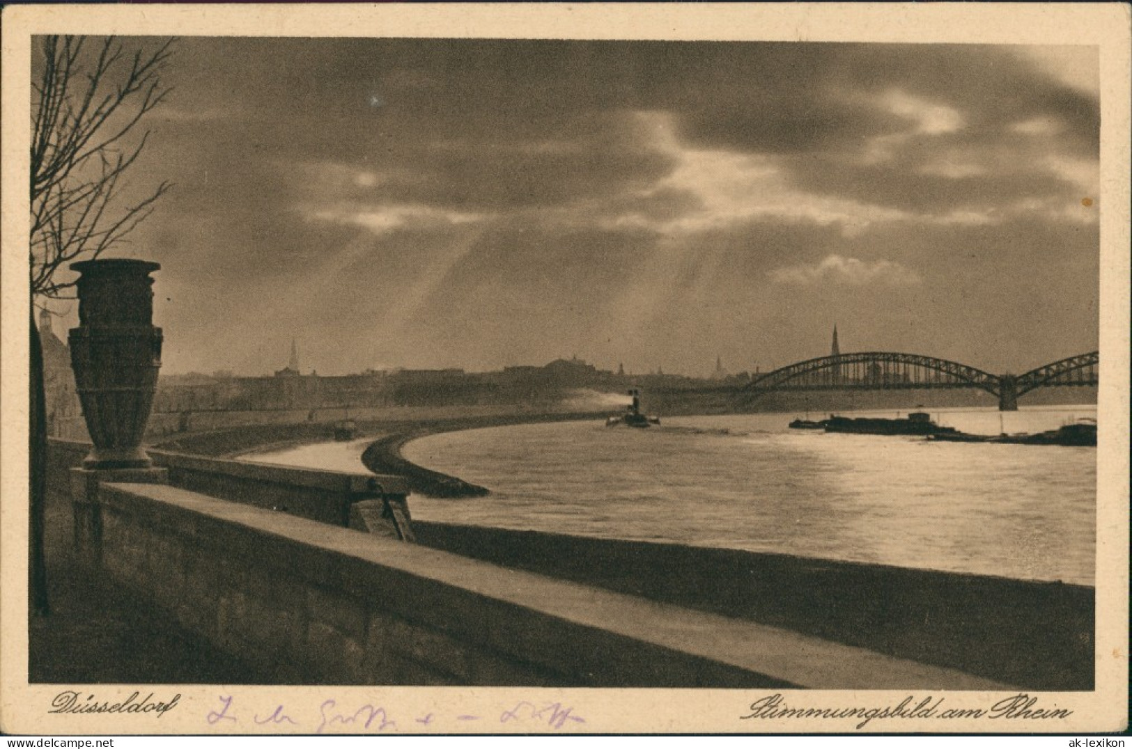 Düsseldorf Düsseldorf "Stimmungsbild Am Rhein" Schiffe, Brücke 1931 - Duesseldorf