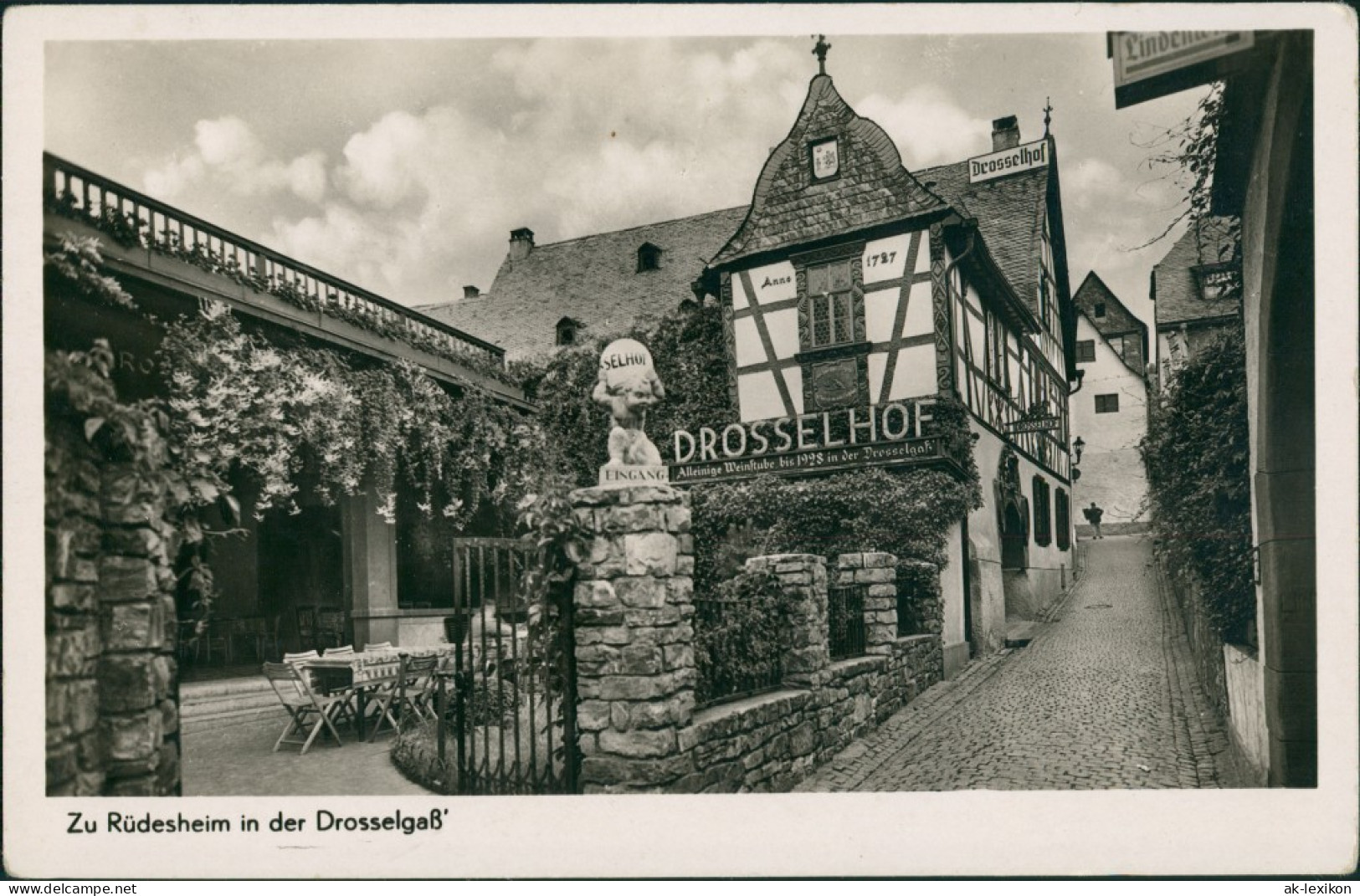 Ansichtskarte Rüdesheim (Rhein) Drosselhof Drosselgasse Weinwirtschaft 1940 - Ruedesheim A. Rh.