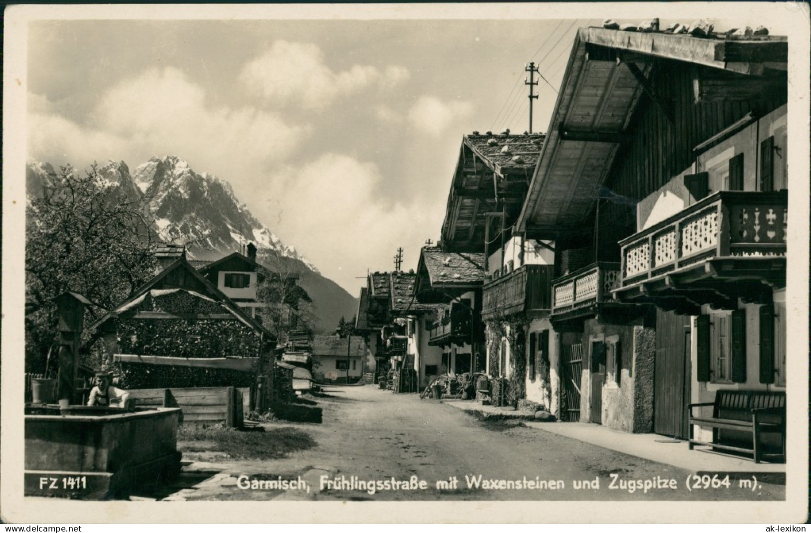 Garmisch Partenkirchen  Frühlingsstraße Mit Waxensteinen U. Zugspitze 1935 - Garmisch-Partenkirchen