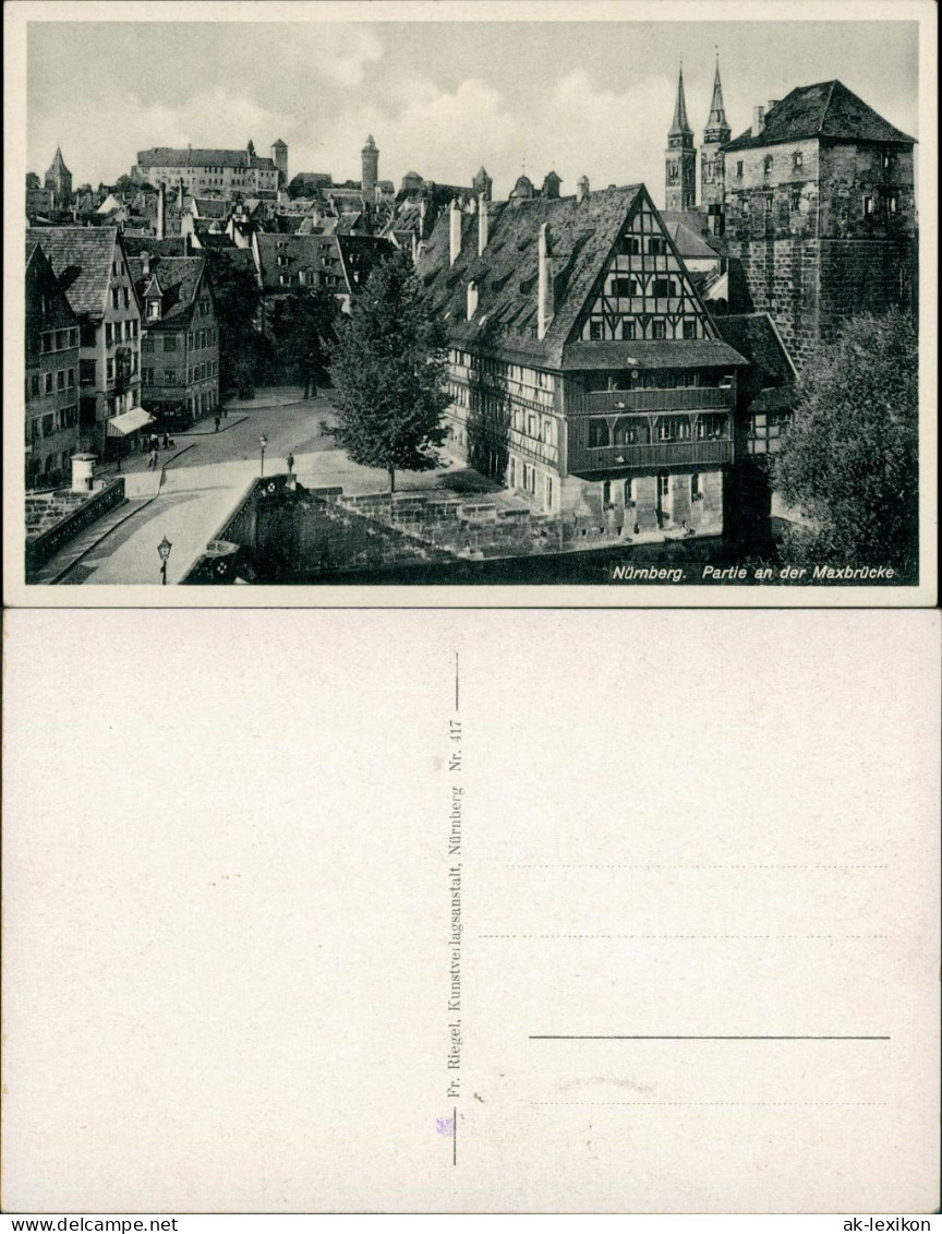 Ansichtskarte Nürnberg Maxbrücke, Strassen Partie, Fachwerkhäuser 1930 - Nuernberg