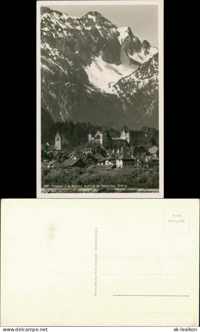 Ansichtskarte Füssen Hohes Schloss Mit Schlicke, Berg, Alpen Verschneit 1940 - Füssen