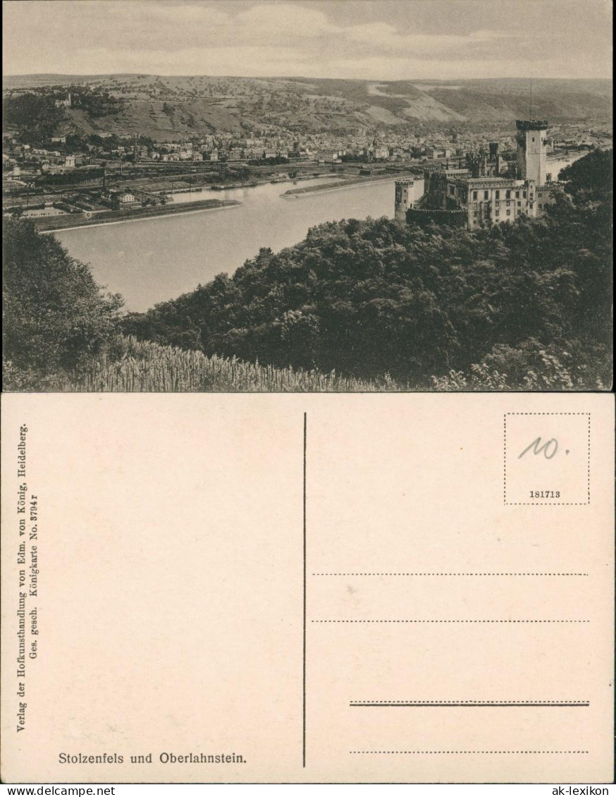 Oberlahnstein-Lahnstein Panorama Burg Stolzenfels Und Oberlahnstein 1910 - Koblenz
