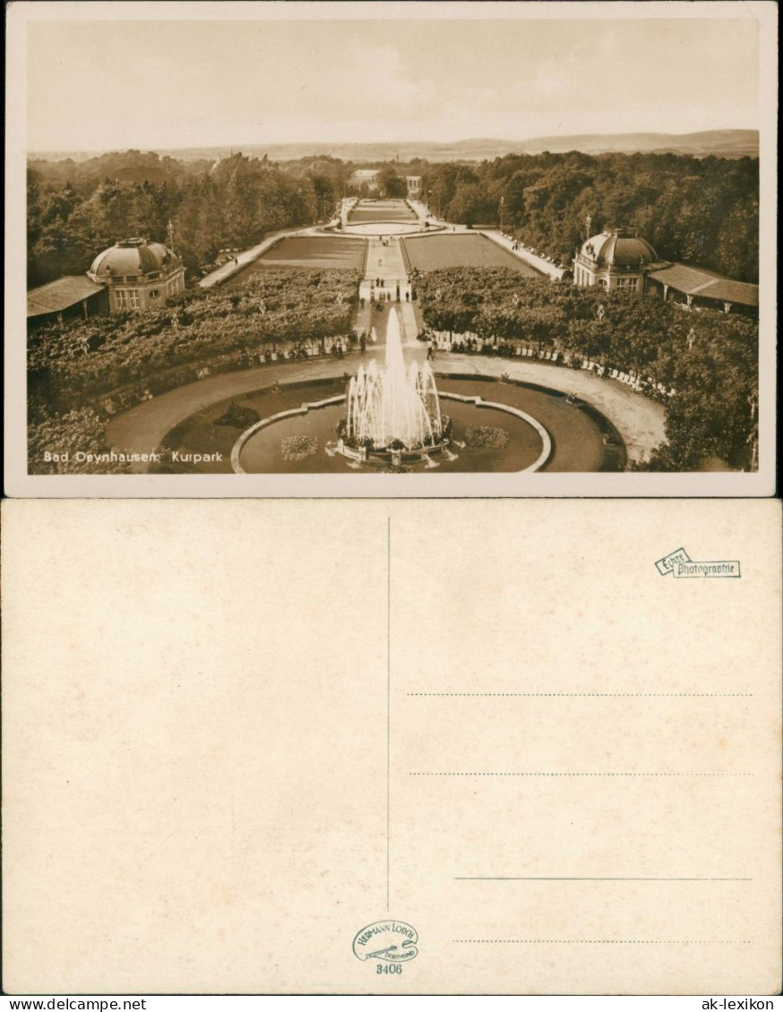 Bad Oeynhausen Kurpark, Gesamtansicht, Park, Echtfoto-Postkarte 1925 - Bad Oeynhausen