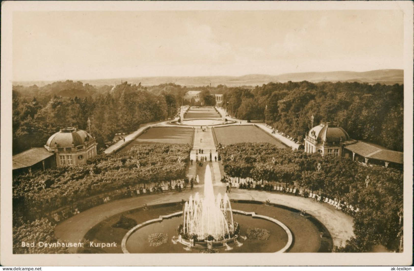 Bad Oeynhausen Kurpark, Gesamtansicht, Park, Echtfoto-Postkarte 1925 - Bad Oeynhausen