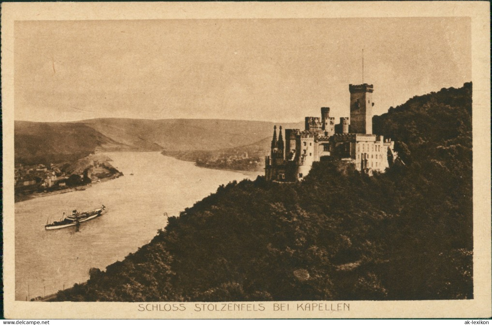 Stolzenfels-Koblenz Rhein Schiff Passiert Schloß Stolzenfels 1920 - Koblenz